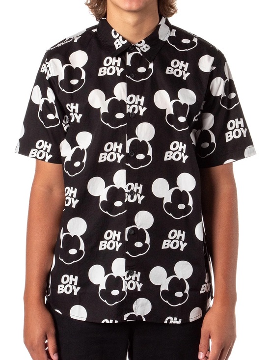 Disney Other - Disney Black & White Mickey 'OH BOY' Button-Down Shirt - Kids